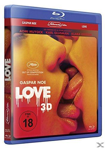 Filmcover des Films Love in 3D. Zeigt zwei sich küssende Personen und ein rot-blaues Cover.