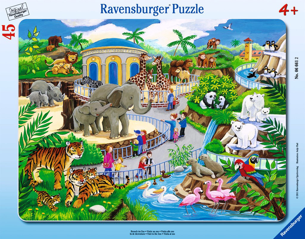 RAVENSBURGER Kinderpuzzle - Besuch Mehrfarbig Zoo im Puzzle