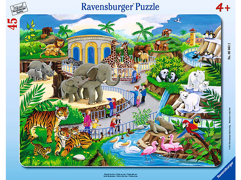 RAVENSBURGER Kinderpuzzle - Besuch im Zoo Puzzle Mehrfarbig