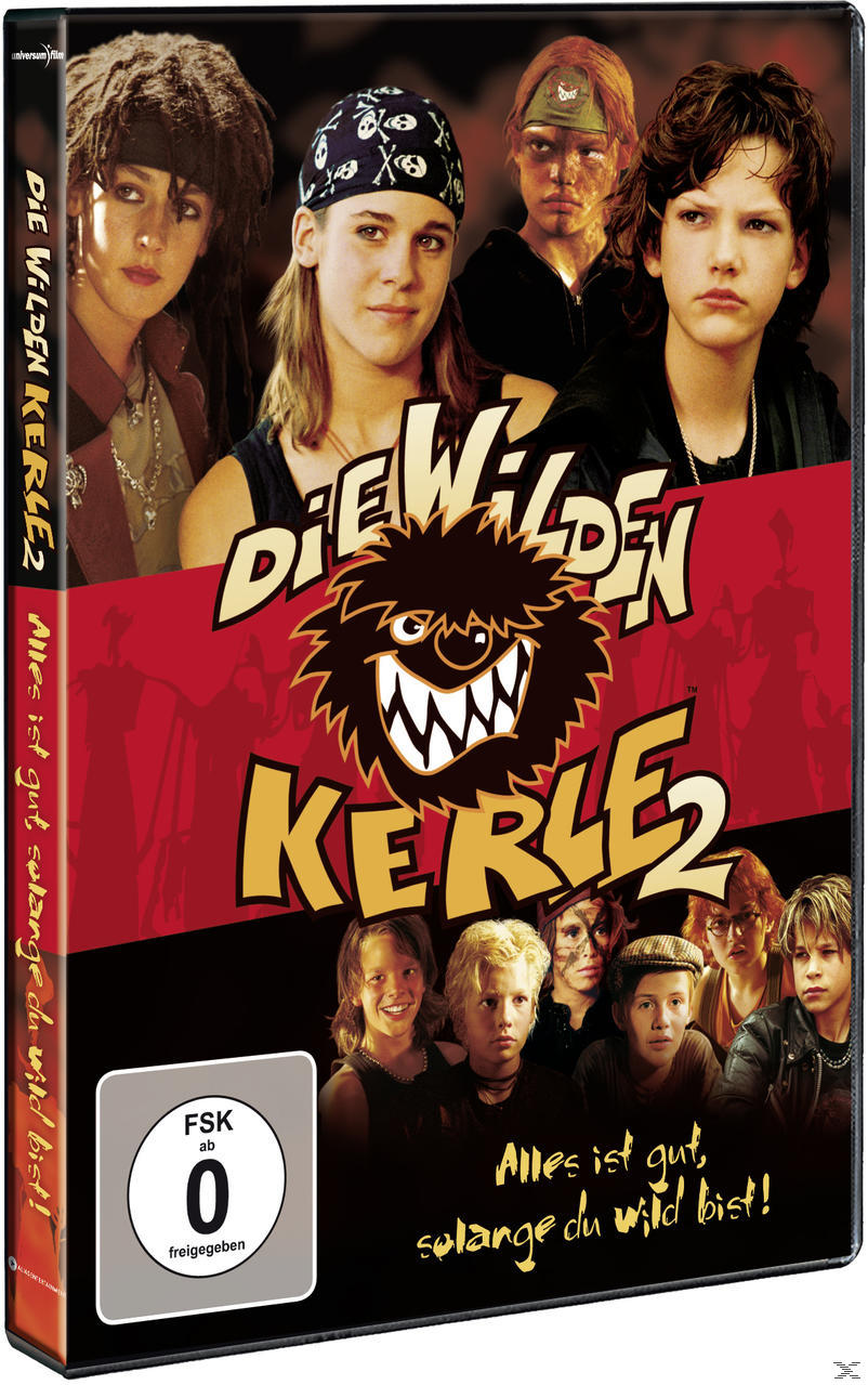 DVD-Cover. Titel: Die Wilden Kerle 2. Kinderfilm mit mehreren jungen Schauspielern.