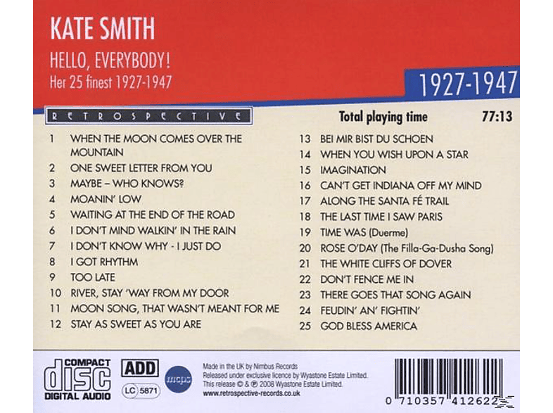 Thumbnail - Kate Smith - Hello, Everybody! (CD)