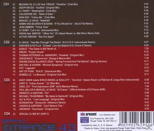 Die Rückseite einer CD mit einer Titelliste, Text und einem Barcode.