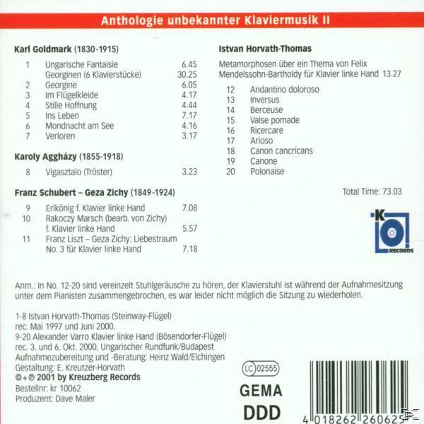 Horvath-thomas - Anthologie Unbekannter Klaviermusik 2  - (CD)
