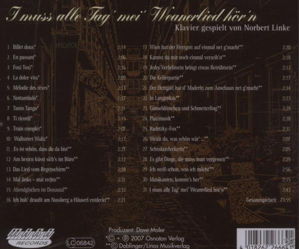 Norbert Linke - I Muss Alle Tag Mei' Weanerlied Hör'n  - (CD)