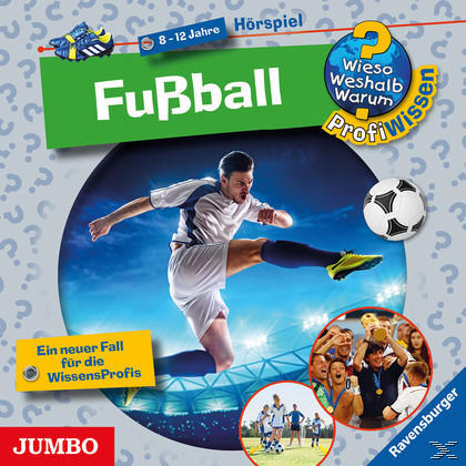 Fußball Buchcover mit Spieler, der Ball tritt, Fußball, und Text. Hintergrund hat Fragezeichen.