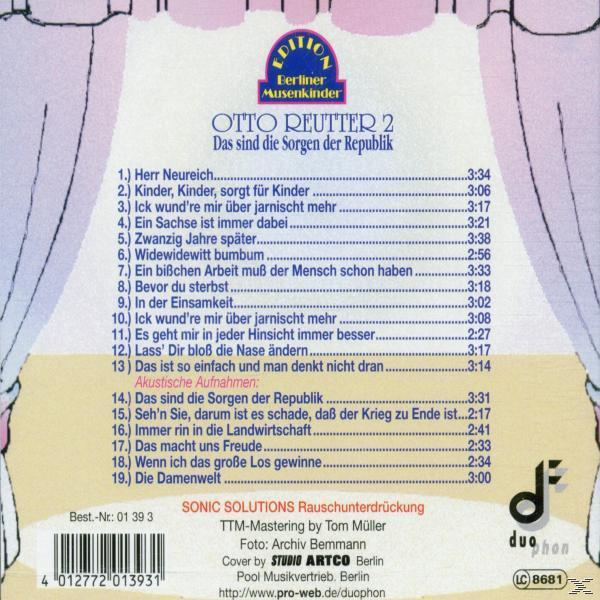 Otto Reutter - Das Sind Die Sorgen Der Republik  - (CD)