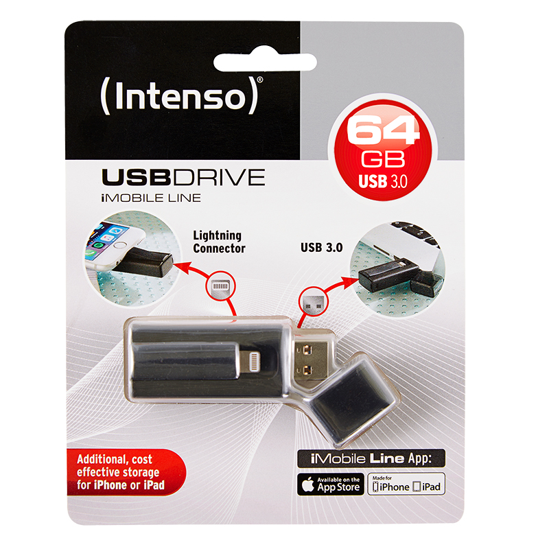 INTENSO Imobile Line USB-Stick, GB, 64 35 MB/s, Schwarz