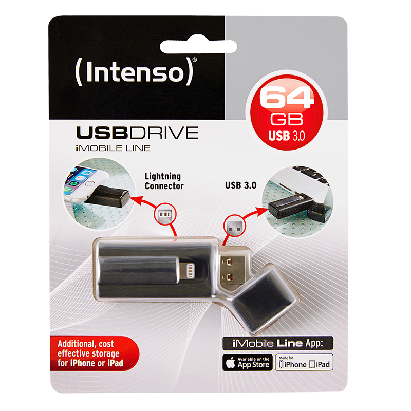 INTENSO Imobile Line USB-Stick, 64 GB, 35 MB/s, Schwarz