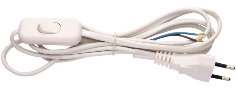 EMOS S08273 FLEXO 2X0,75 H03VVH2 fehér 3m szerelt kábel kapcsolóval