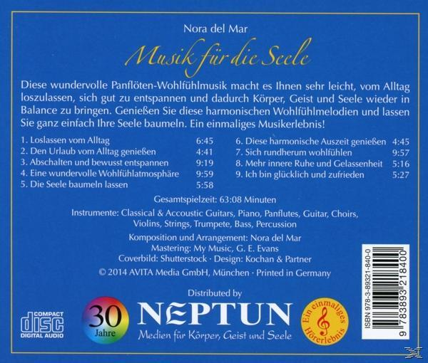 CD-Cover mit Text auf Deutsch und Titellisten. Enthält eine Panflöte und ein Blumendesign.
