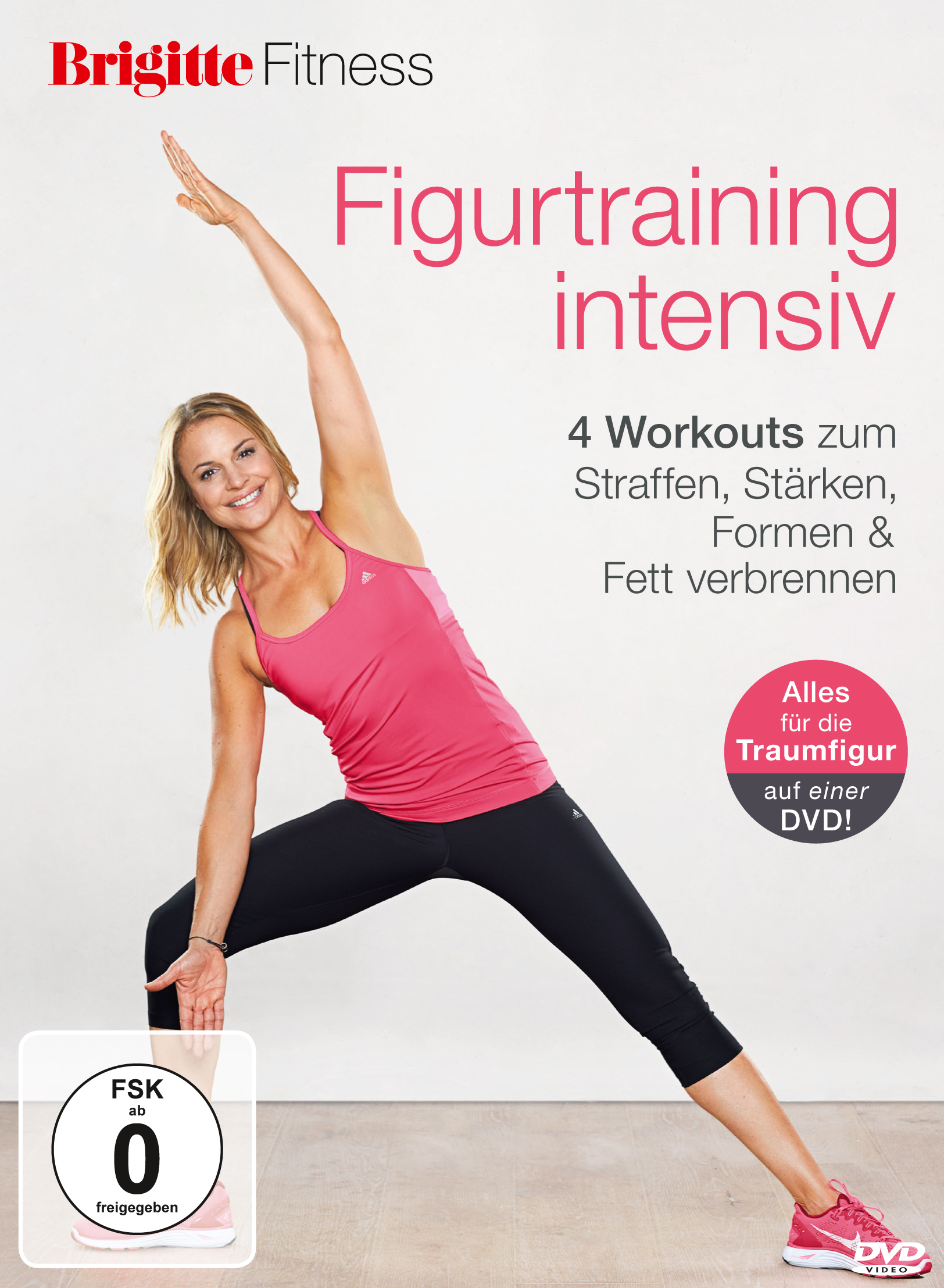 DVD-Cover mit einer Frau in Trainingskleidung, Text auf Deutsch.