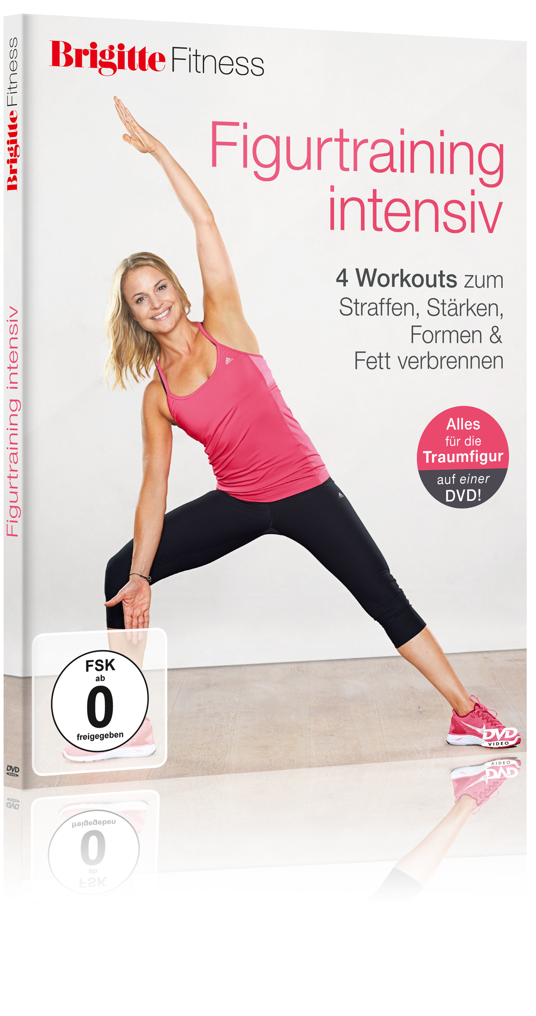DVD-Cover mit einer Frau in Übungspose. Die DVD ist für 'Figurtraining intensiv', ein Fitnessprogramm.