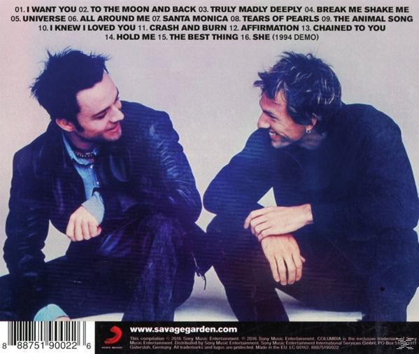 CD-Cover des Savage Garden-Sampler-Albums mit zwei lächelnden Männern auf der Rückseite.