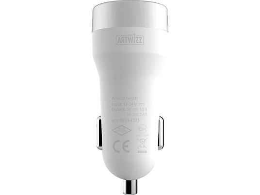 ARTWIZZ UNI CAR PLUS DUAL USB - Adaptateur de chargement de voiture (Alu / blanc)