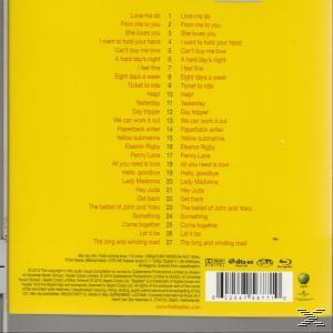 Gelbe CD-Rückseite mit Titelliste und Credits. Gelber Hintergrund.