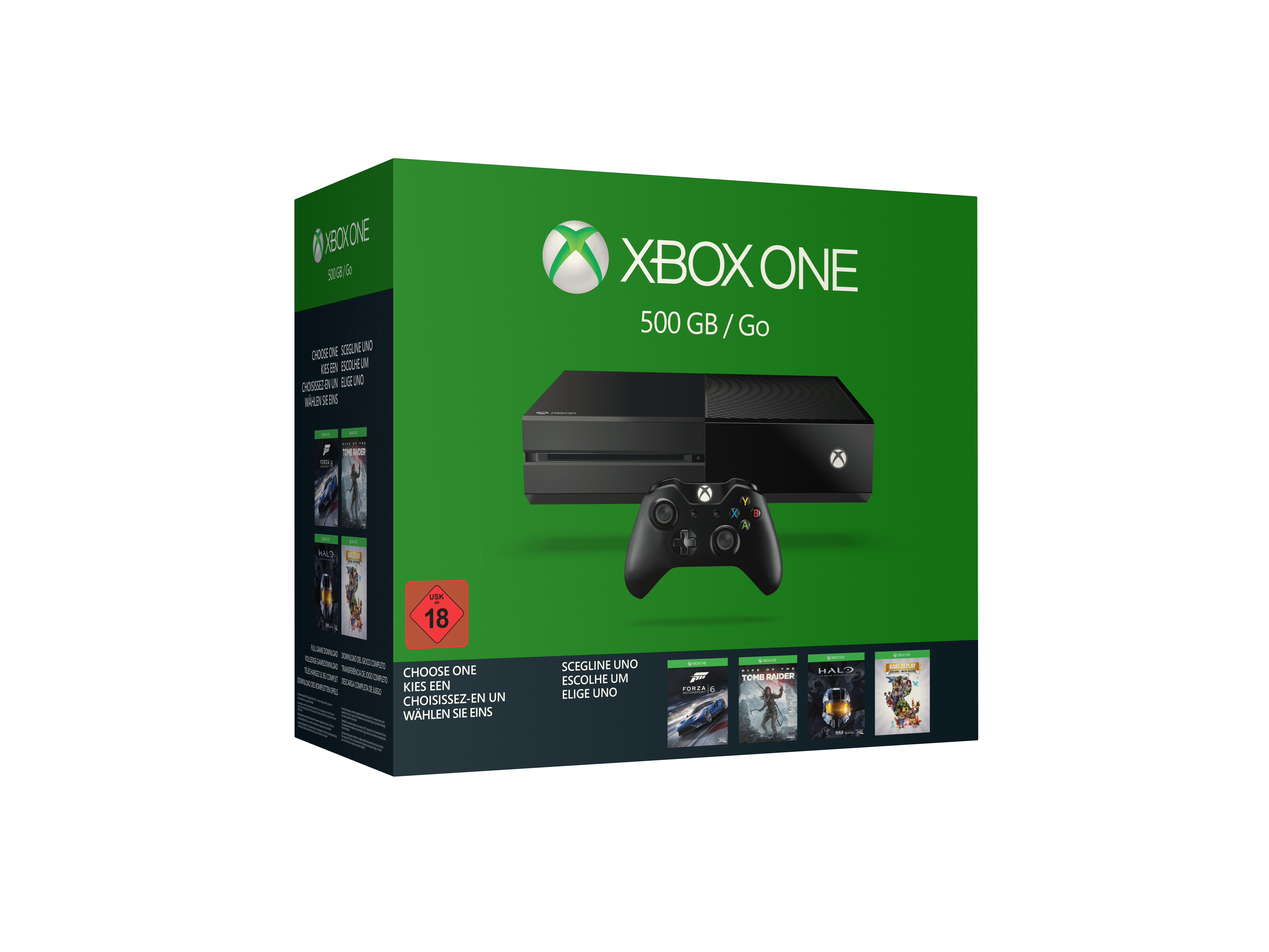 MICROSOFT Xbox One 500GB inkl. 1 von 4 Spielen (Rise of the Tomb Raider, Forza 6, Halo: MCC oder Rare Replay)