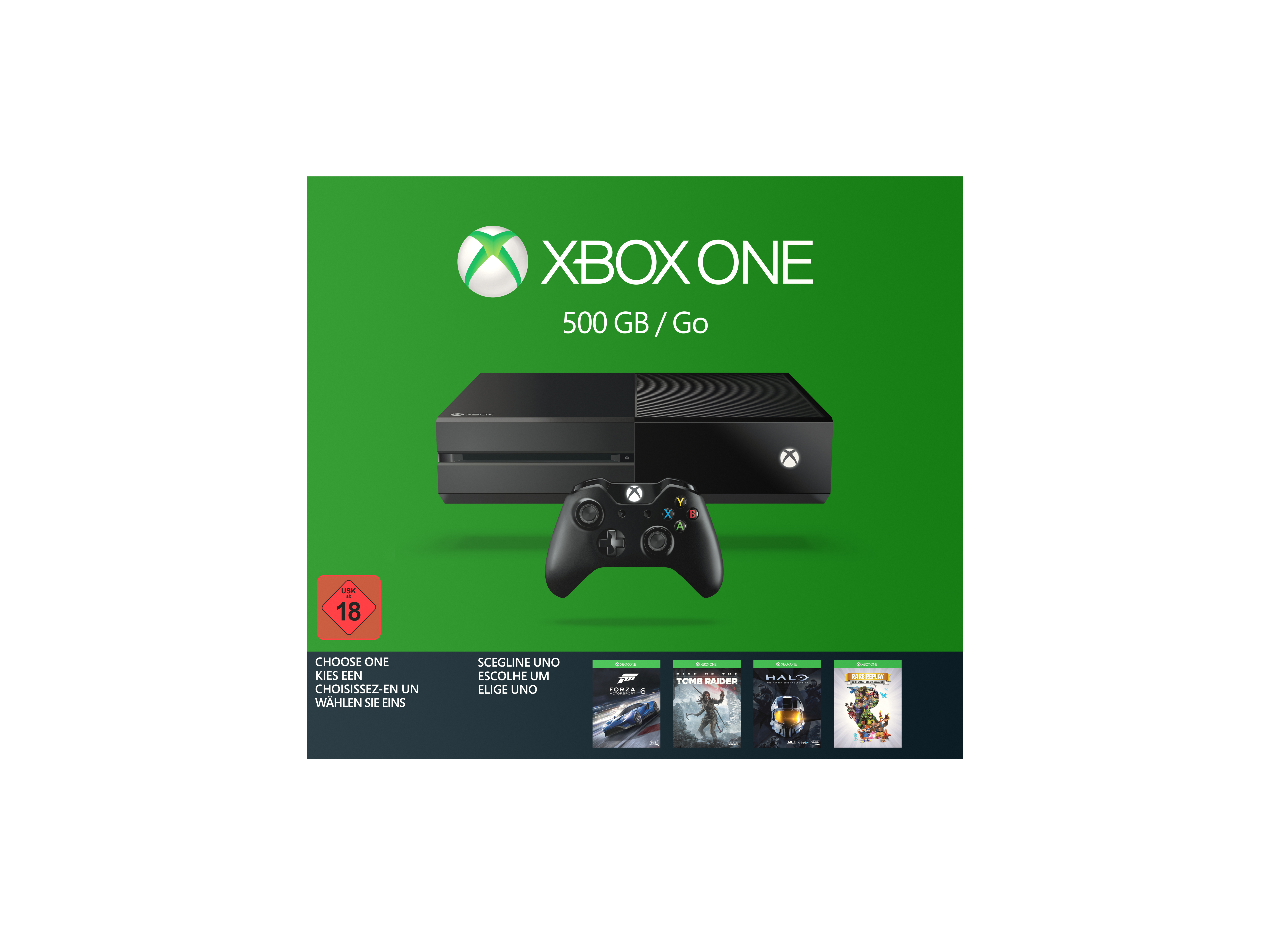 MICROSOFT Xbox One 500GB inkl. 1 von 4 Spielen (Rise of the Tomb Raider, Forza 6, Halo: MCC oder Rare Replay)