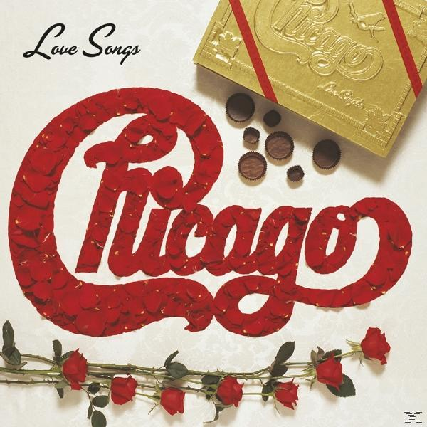 Album borító. Piros 'Chicago' szöveg rózsaszirmokból, rózsák alul, csokoládék és egy arany doboz felül.