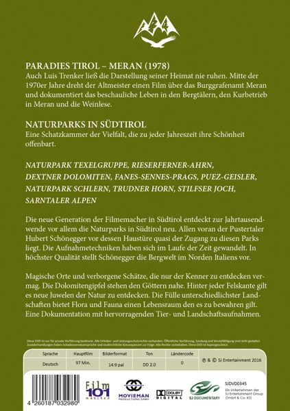 Meran Paradies In Tirol Naturparks Südtirol DVD &