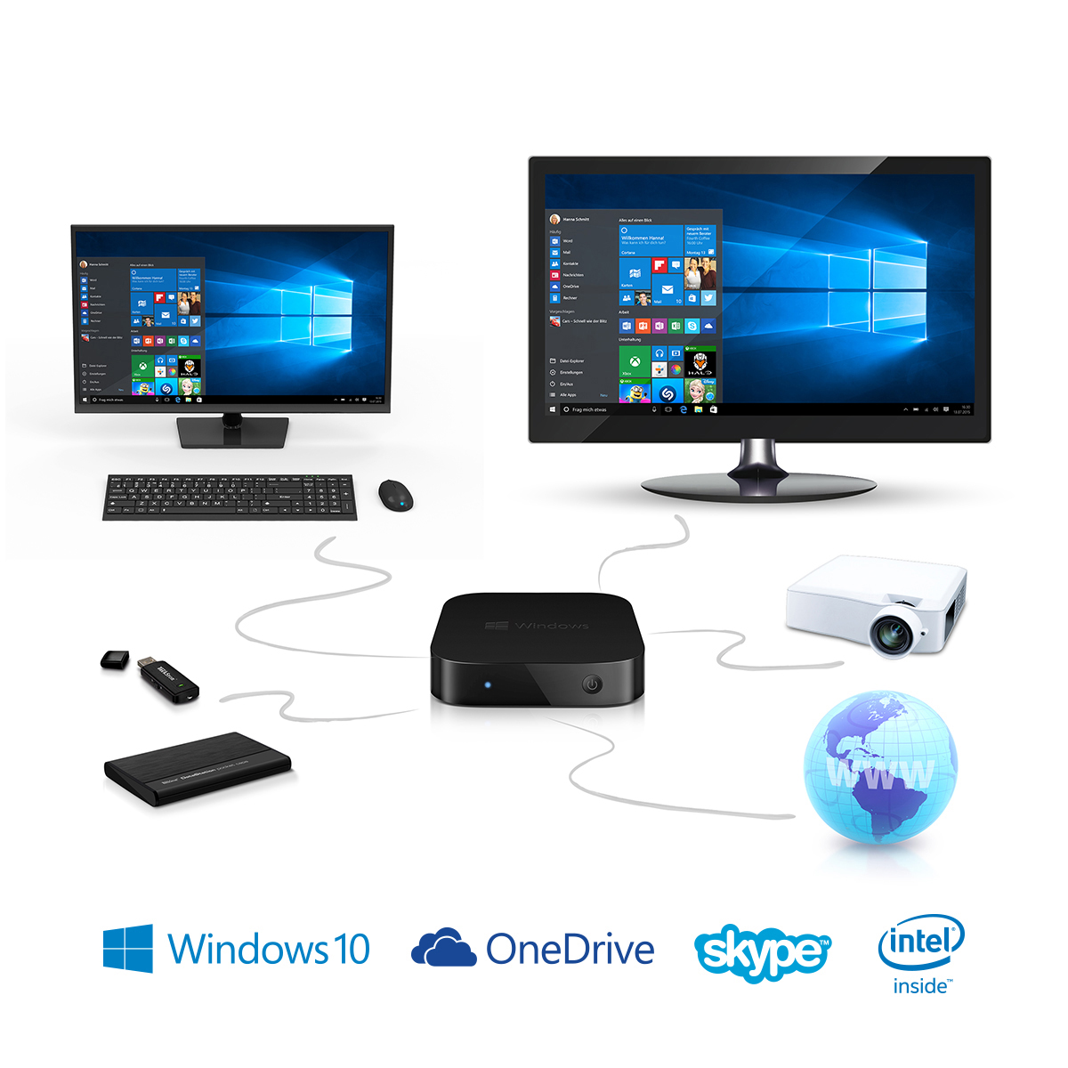 TREKSTOR MiniPC W2 - Intel® Atom® Z3735F - 2 GB - 32 GB - Intel® HD Graphics - Windows 10 Home (64 Bit)