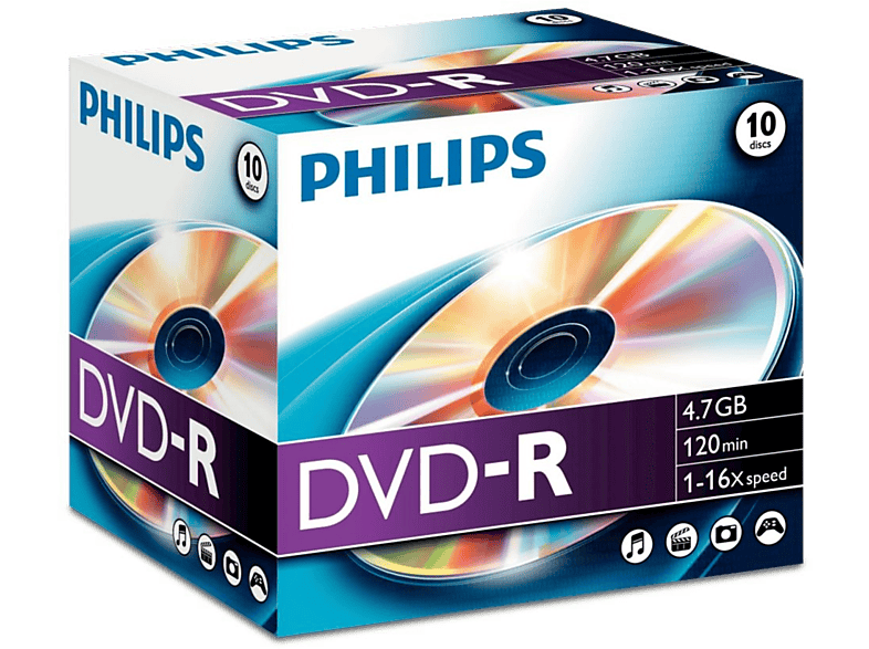 PHILIPS 10 Pack DVD-R 4.7 GB 16 x (DM4S6J10C/00)