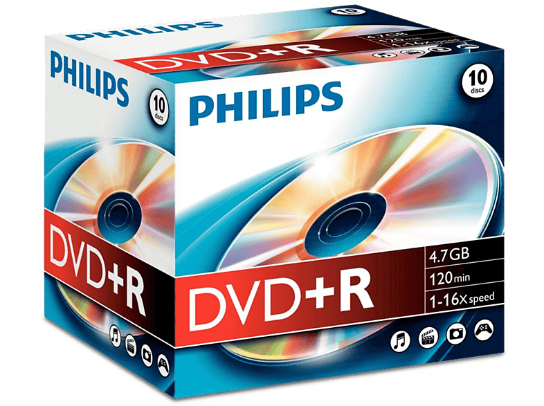 PHILIPS 10 Pack DVD+R 4.7 GB 16 x (DR4S6J10C/10)