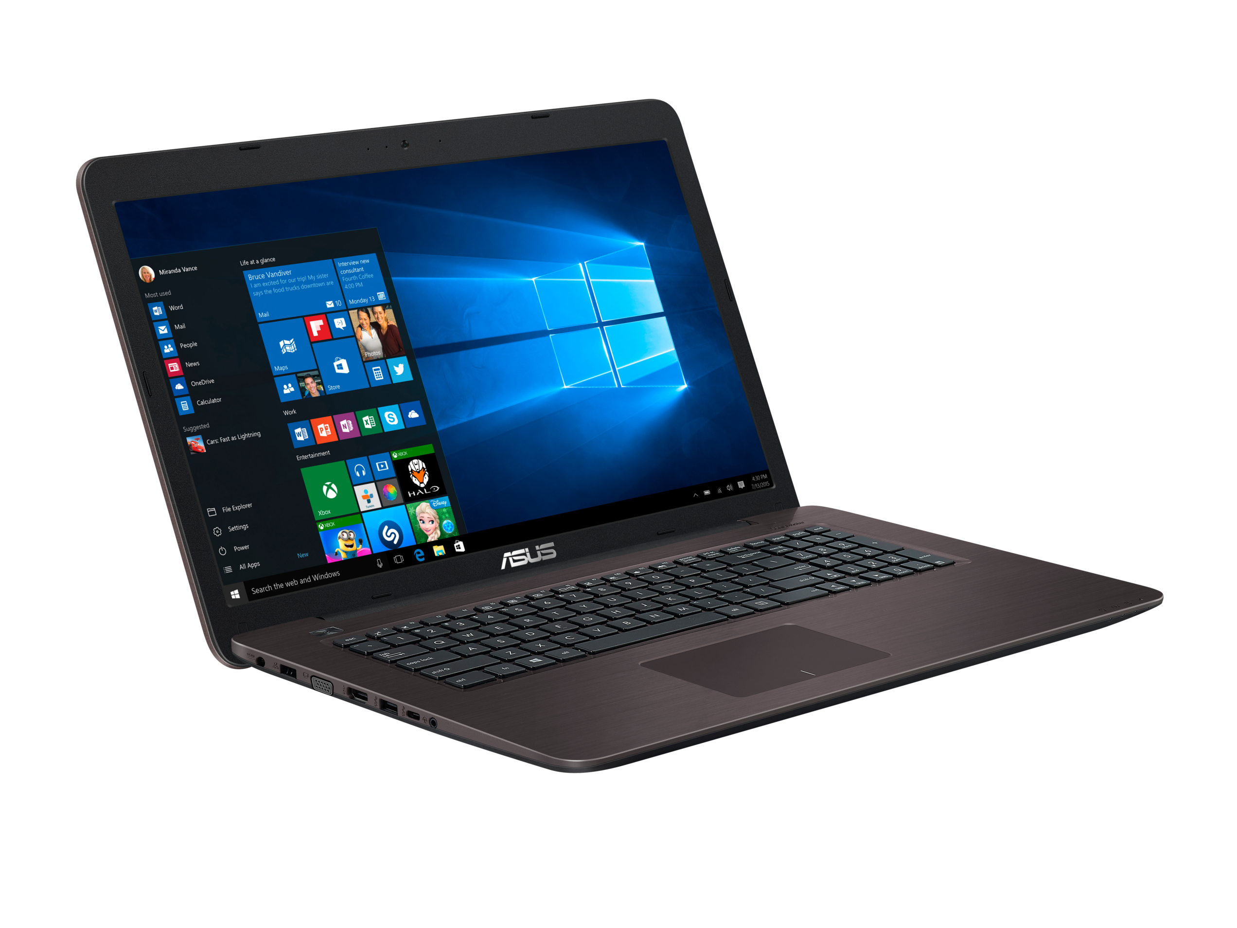 ASUS R753UB-T4079T (90NB0A11-M00860) Notebook, 17,3 Zoll, Intel® Core™ i7-6500U Prozessor
(4M Cache, bis zu 3.10 GHz), 8 GB, 1000 GB HDD