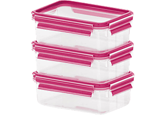 EMSA emsa CLIP & CLOSE Glas - Boîtes alimentaires - 3 pièces - Transparent/Rose - Lattina per mantenere i cibi freschi (Mora)