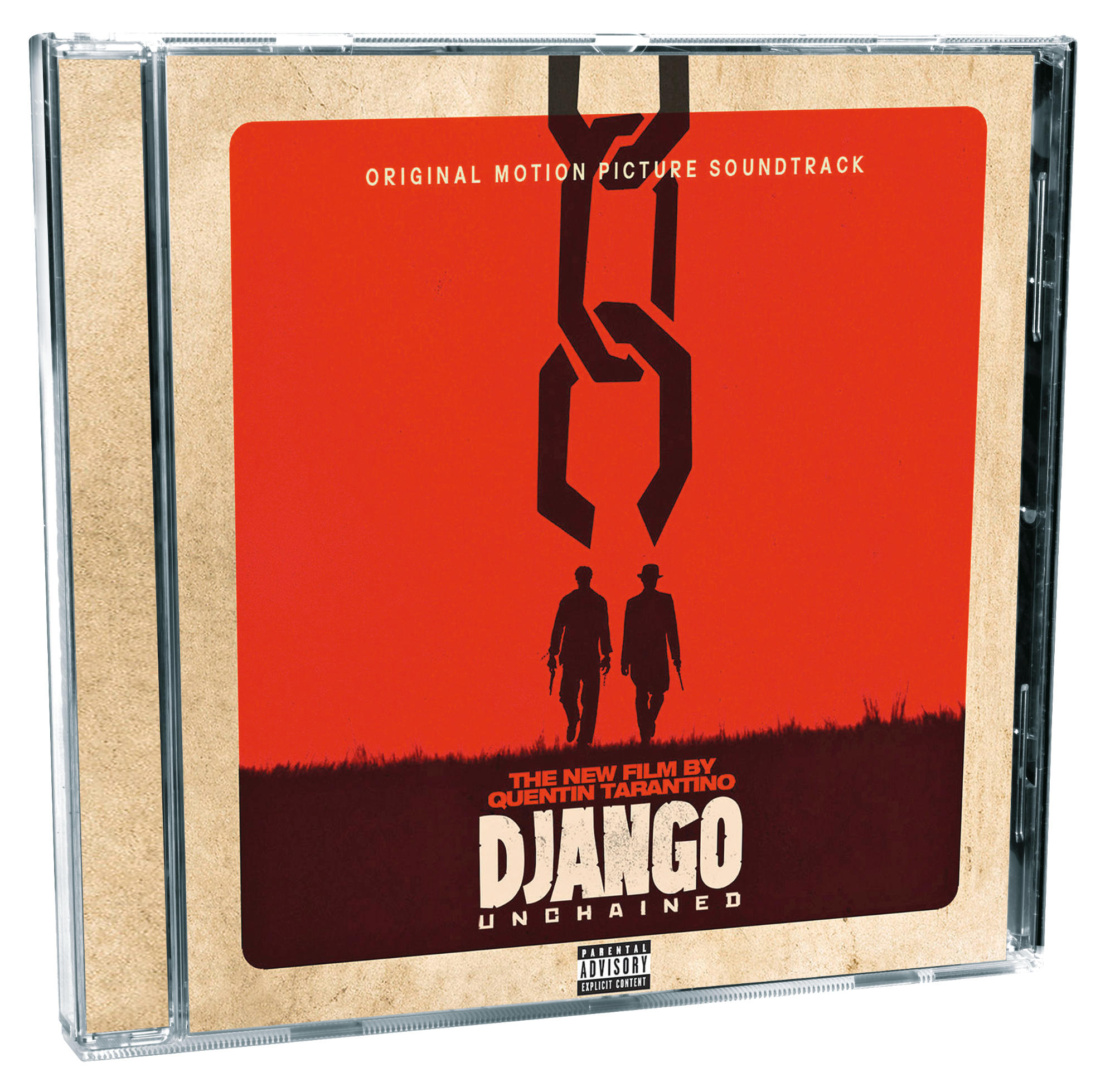 Das Cover des Films Django Unchained. Es ist rot mit zwei Schattenfiguren.