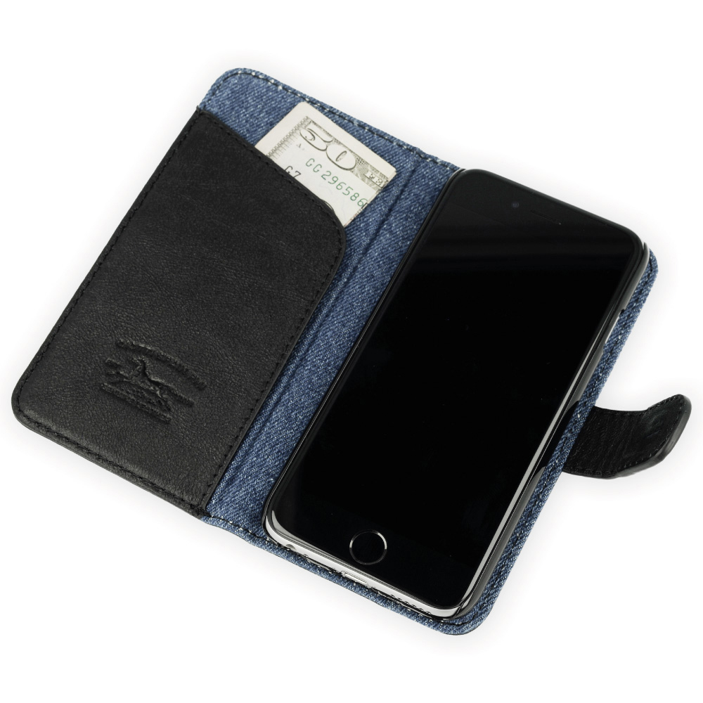QIOTTI QIOTTI Q.Book Denim 2.0 Magic Vintage Schwarz Jeans für Apple iPhone 6 / 6s, Bookcover, Apple, iPhone 6, iPhone 6s, Jeans, Schwarz