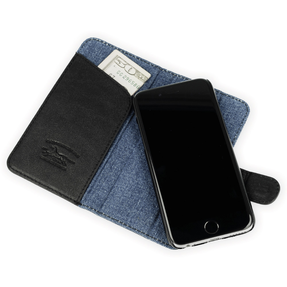 QIOTTI QIOTTI Q.Book Denim 2.0 Magic Vintage Schwarz Jeans für Apple iPhone 6 / 6s, Bookcover, Apple, iPhone 6, iPhone 6s, Jeans, Schwarz