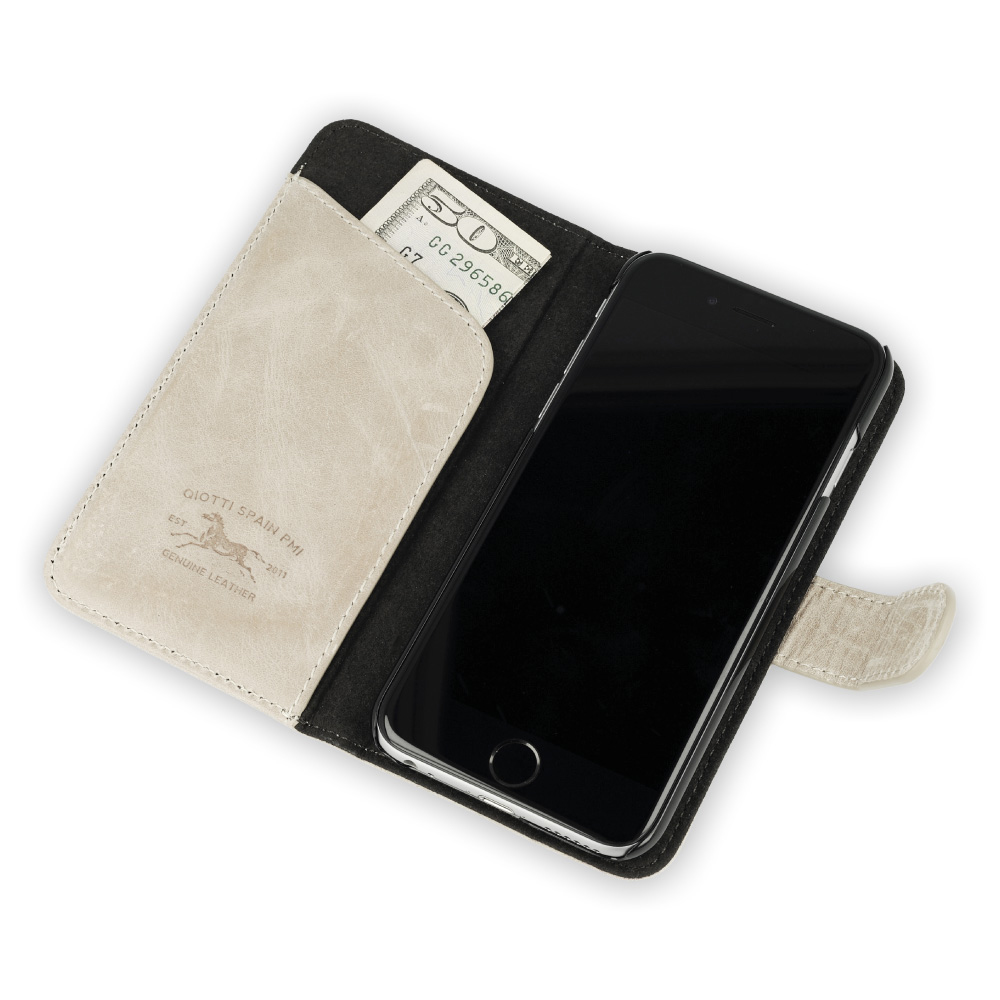 QIOTTI QIOTTI Q.Book Denim Magic Grey Line für Apple iPhone 6 Plus / 6s Plus, Bookcover, Apple, iPhone 6 Plus, iPhone 6s Plus, Grau-Weiß gestreift, Grau