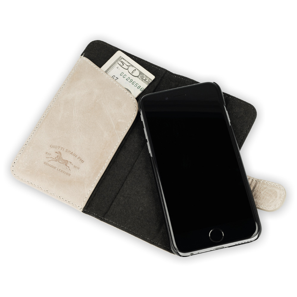 QIOTTI QIOTTI Q.Book Denim Magic Grey Line für Apple iPhone 6 Plus / 6s Plus, Bookcover, Apple, iPhone 6 Plus, iPhone 6s Plus, Grau-Weiß gestreift, Grau