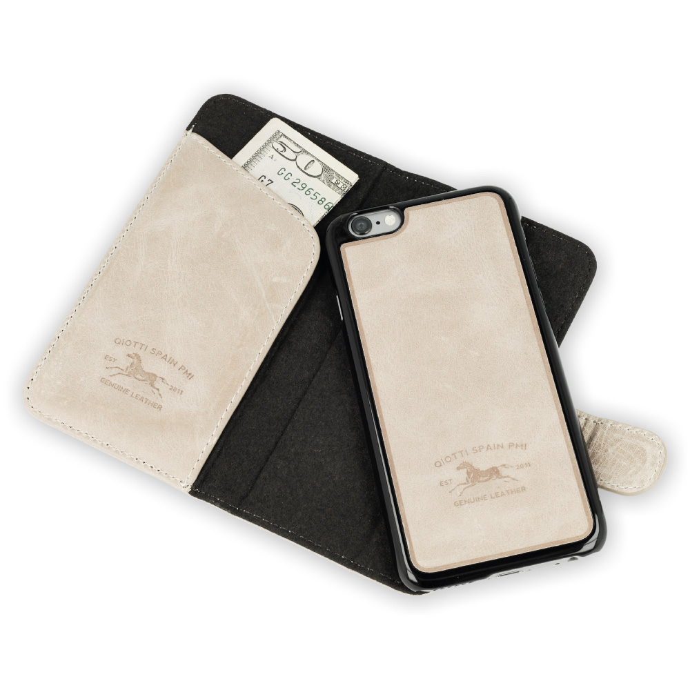 QIOTTI QIOTTI Q.Book Denim Magic Grey Line für Apple iPhone 6 Plus / 6s Plus, Bookcover, Apple, iPhone 6 Plus, iPhone 6s Plus, Grau-Weiß gestreift, Grau