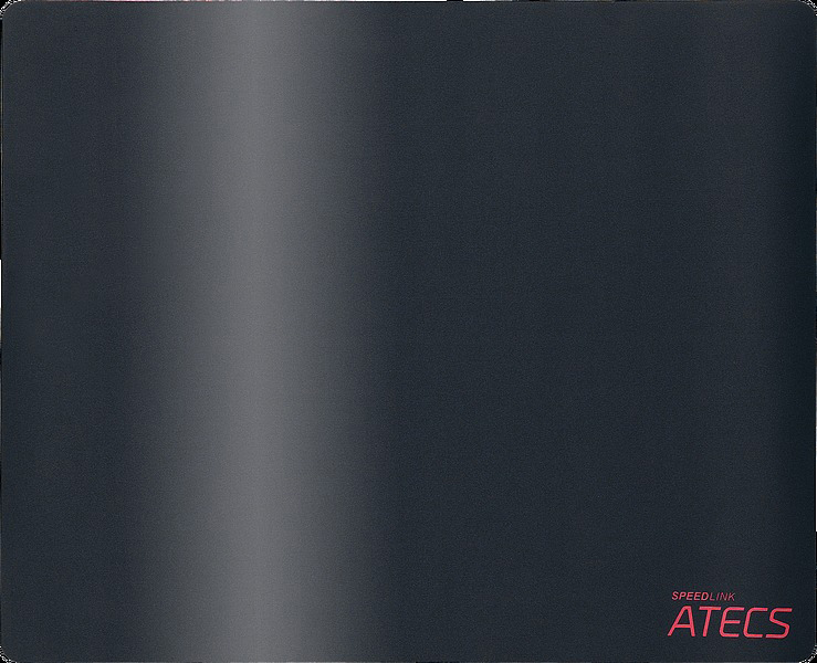 Un tappetino per mouse nero con il logo Speedlink ATECS in basso a destra.