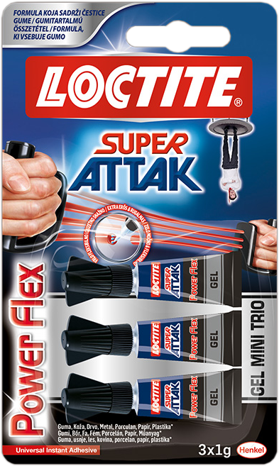 LOCTITE H1880803 Loctite Super Attack Power Flex mini trio gél, 3x1g