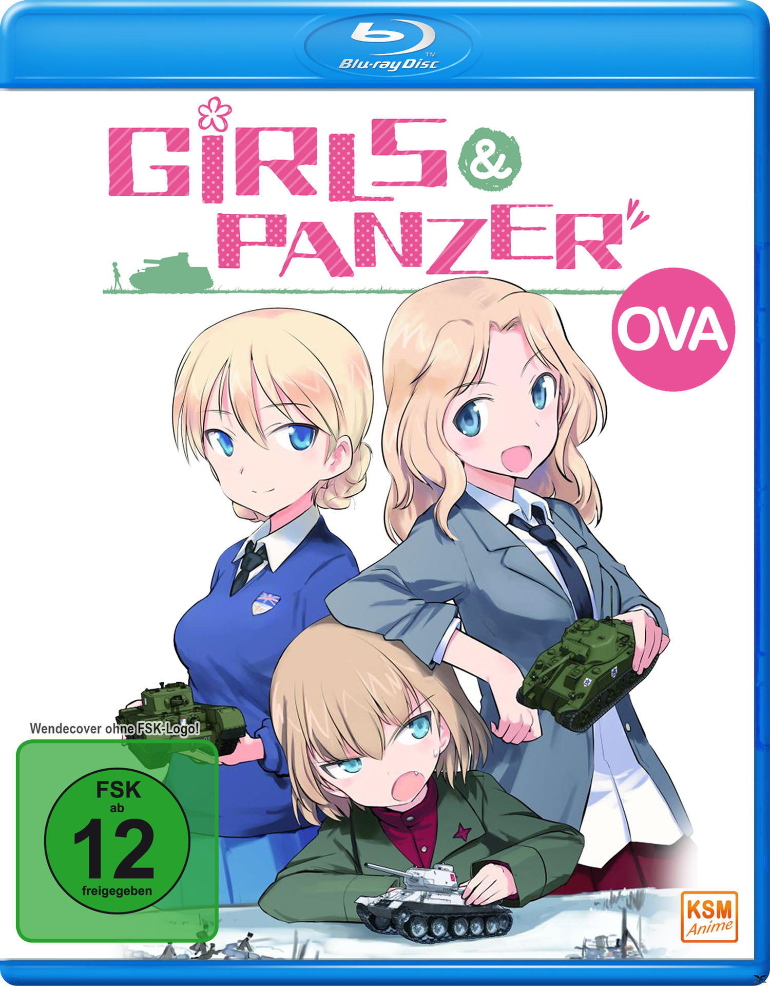 Anime Blu-ray Cover. Drei Mädchen und ein Panzer.