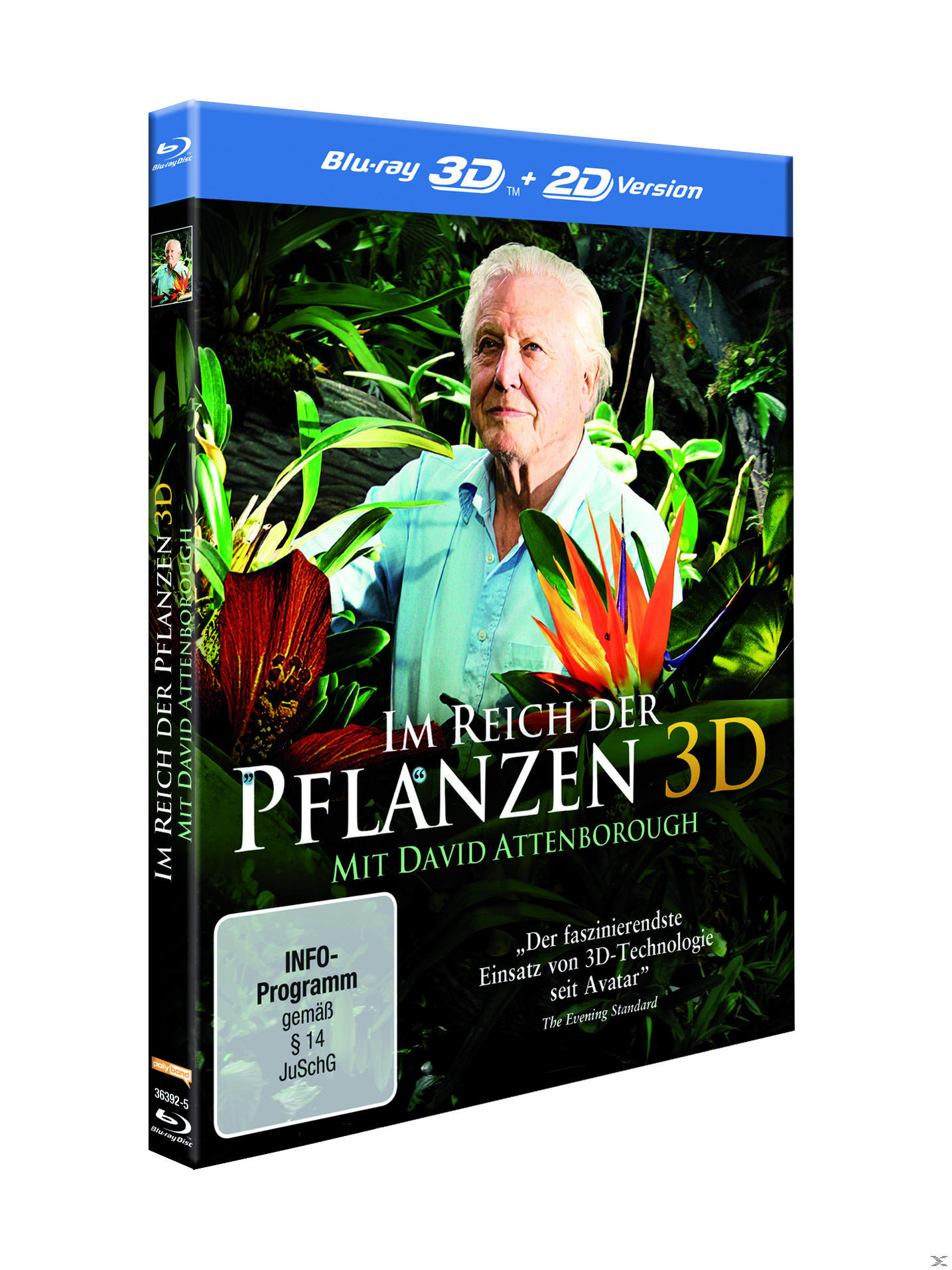 Ein Blu-ray-Filmcover auf Deutsch. David Attenborough in einer Waldkulisse.