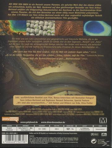 DVD-Cover mit deutschem Text. Es zeigt Bilder aus dem Film über die Erde von oben.