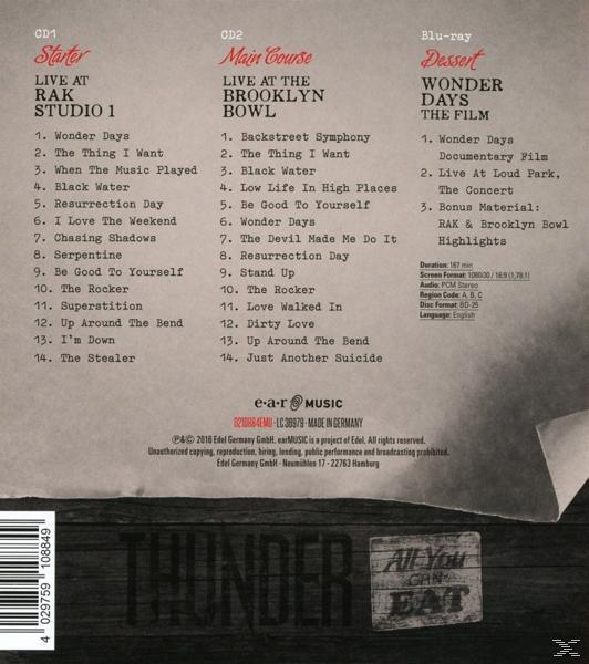Rückseite eines Musikalbums mit Titellisten und Credits. Enthält drei Textspalten.