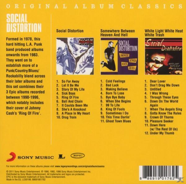 CD-Cover: Social Distortion Original Album Classics. 3 CDs mit Albumcovern und Tracklisten.
