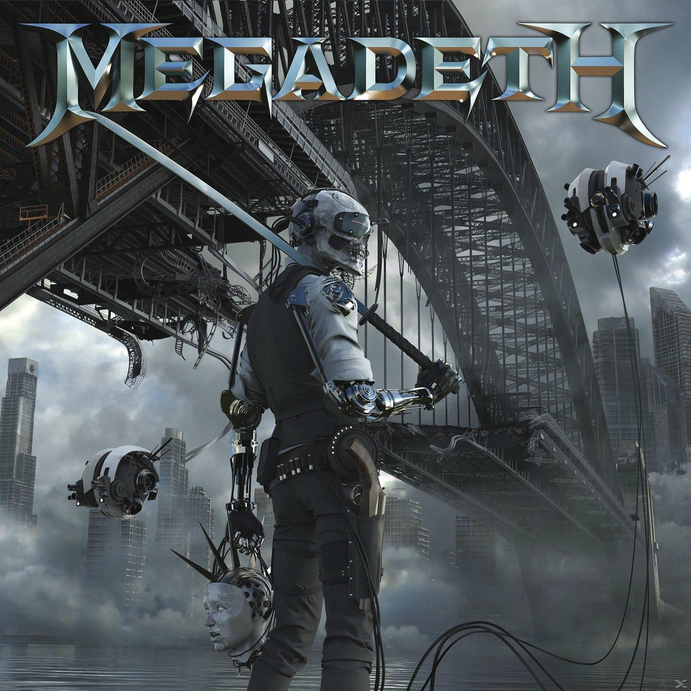 Album borítója egy kardot tartó cyborggal, a háttérben egy híddal és a 'Megadeth' zenekar nevével.