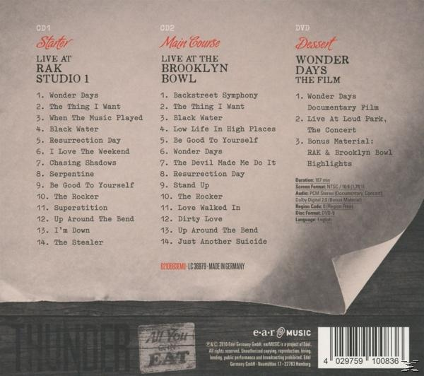 Album-Rückseite mit Titellisten für ein Album mit drei Discs und einem Barcode.