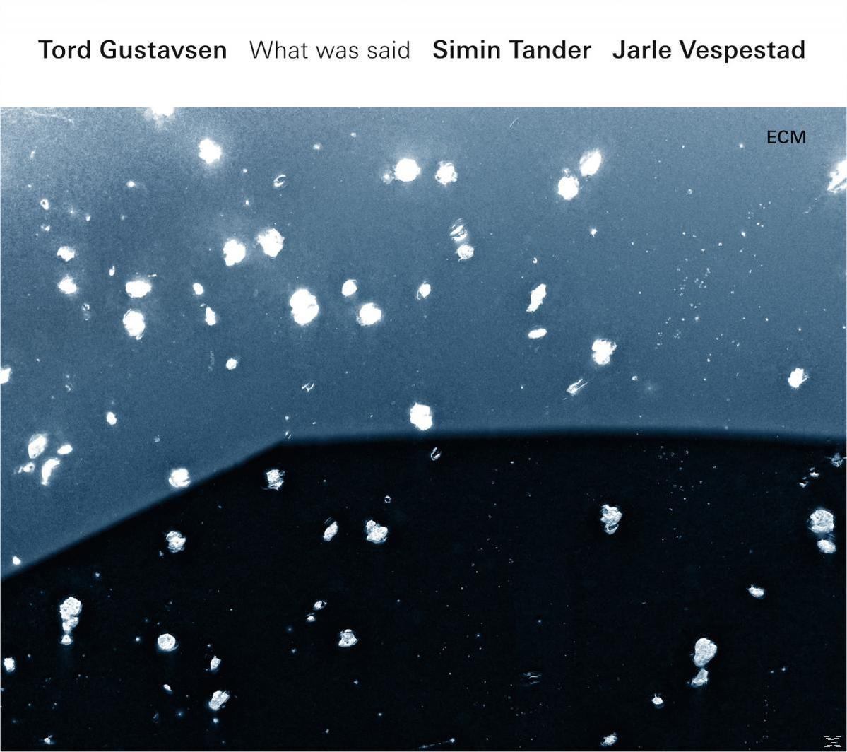 Abstraktes Albumcover mit weißen Punkten auf Blau und Schwarz.