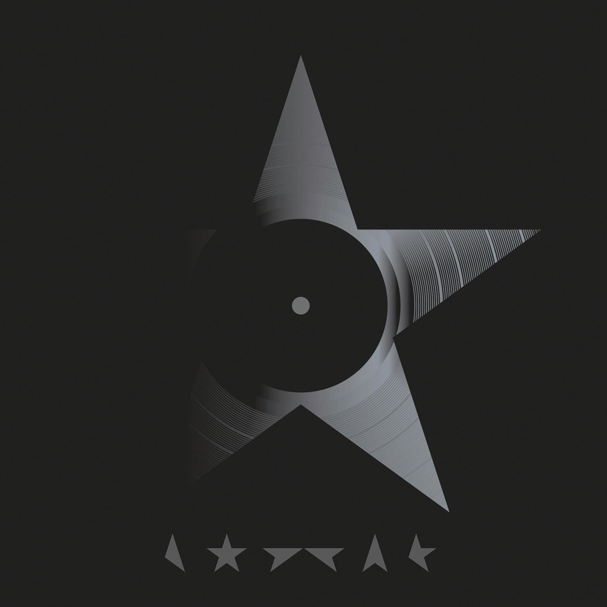 Albumhoes. Een stervorm met lijnen erin op een zwarte achtergrond. Tekst: Bowie.