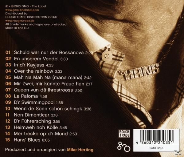 CD-Cover: Rückseite des Albums mit Titelliste und Text.