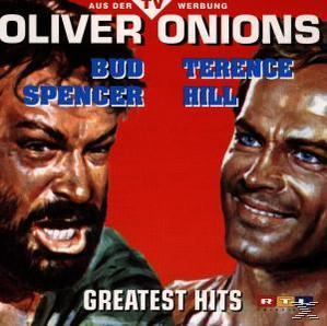 Filmposter mit zwei Männern. Einer wütend mit Bart, der andere lächelt. Text: Oliver Onions, Bud Spencer, Terence Hill.