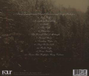 Rückseite des Albums mit einer Liste von Songs vor einem braunen Hintergrund. Songtitel sind weiß.