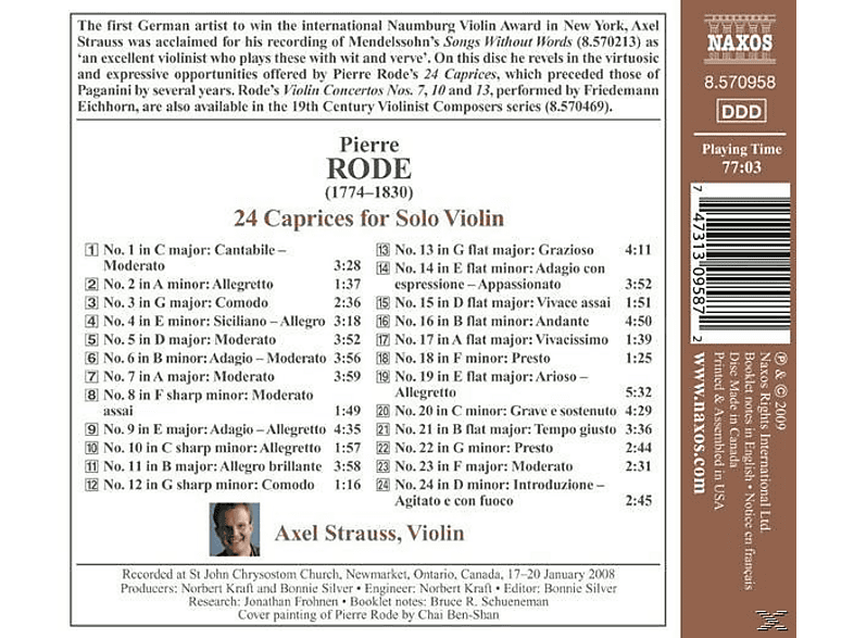 Thumbnail - Strauss Axel - 24 Capricen Für Solovioline (CD)