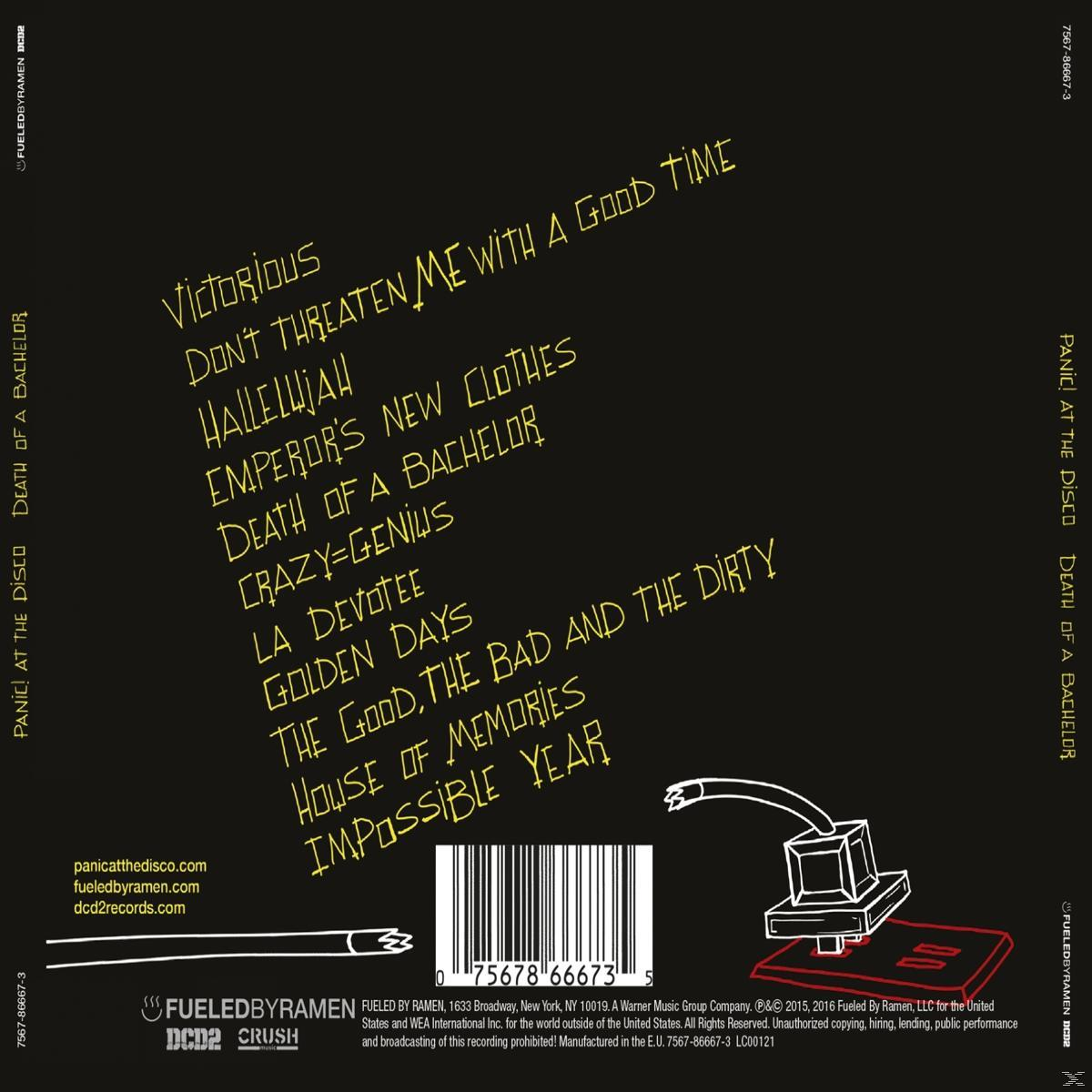 Albumcover mit Songtiteln in Weiß auf Schwarz. Enthält den Bandnamen 'Panic! at the Disco'.